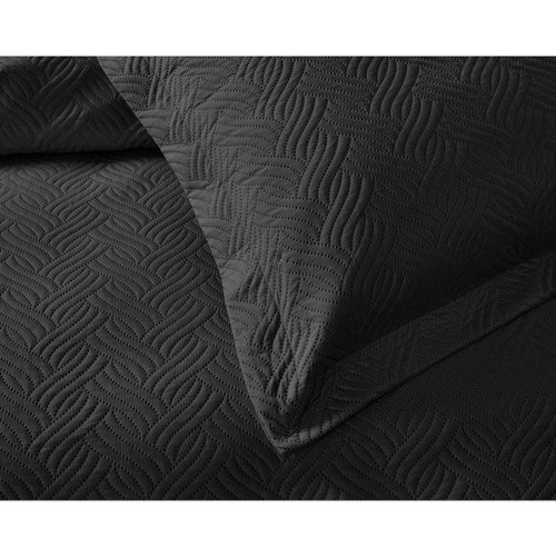 Sleeptime Bedsprei Wave - 260 x 250 + 2 kussenslopen 60x70 - Zwart