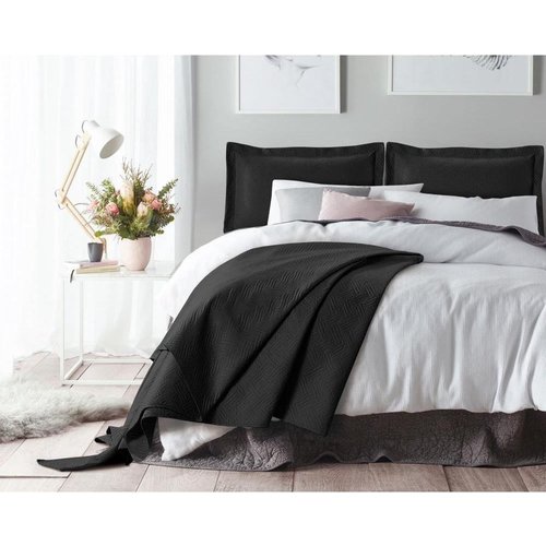 Sleeptime Bedsprei Wave - 260 x 250 + 2 kussenslopen 60x70 - Zwart