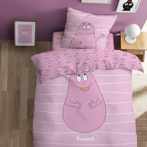 Barbapapa Dekbedovertrek Pink - Eenpersoons - 140  x 200 + 63 x 63 cm - Katoen