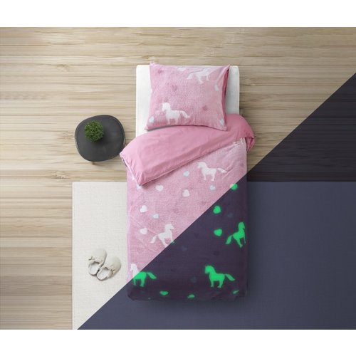 Sleeptime Dekbedovertrek Glow in the dark Unicorn Roze 140 x 220