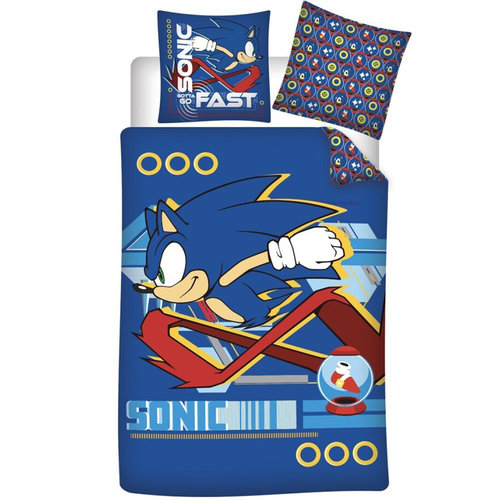 Sonic Dekbedovertrek Gotta Go Fast - Eenpersoons - 140  x 200 cm - Katoen