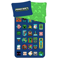 Minecraft Dekbedovertrek Badges - (Let op - Met extra grote sloop 70x90cm) - Katoen
