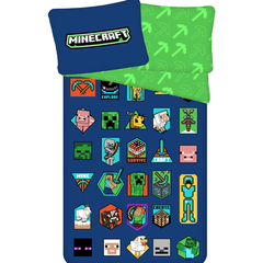 Minecraft Dekbedovertrek Badges - (Let op - Met extra grote sloop 70x90cm) - Katoen