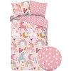 Good morning Dekbedovertrek Unicorn 140x220 flanel kids nr.30048 pink
