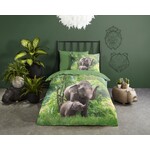 Good morning Dekbedovertrek Elephants 140x220 kids nr.30754 groen