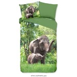 Good morning Dekbedovertrek Elephants 140x220 kids nr.30754 groen