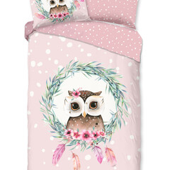 Good morning Dekbedovertrek Owli kids - nr.30620 pink - 100% katoen
