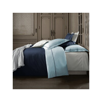 De Witte Lietaer Dekbedovertrek Katoen Perkal, Bumblebee Ice Blue / Marine Ink