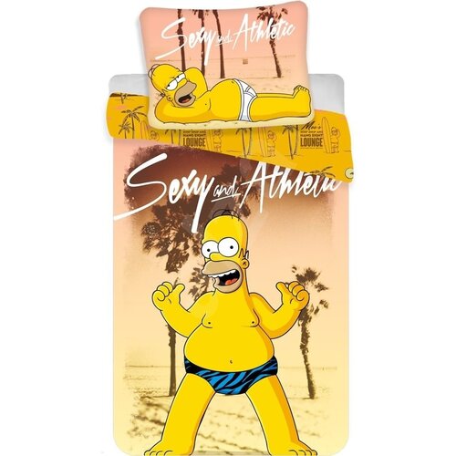 The Simpsons Dekbedovertrek Homer Beach - (Let op - Met extra grote sloop 70x90cm) - Katoen