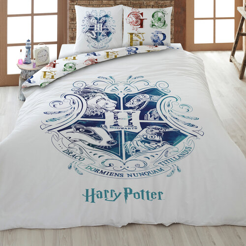Harry Potter Dekbedovertrek Hogwarts Lits Jumeaux 240 x 220 cm Wit