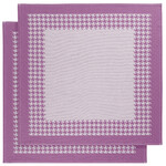 De Witte Lietaer Theedoek Pied de Poule, Fuchsia - 2 stuks - 65 x 65 cm - Katoen