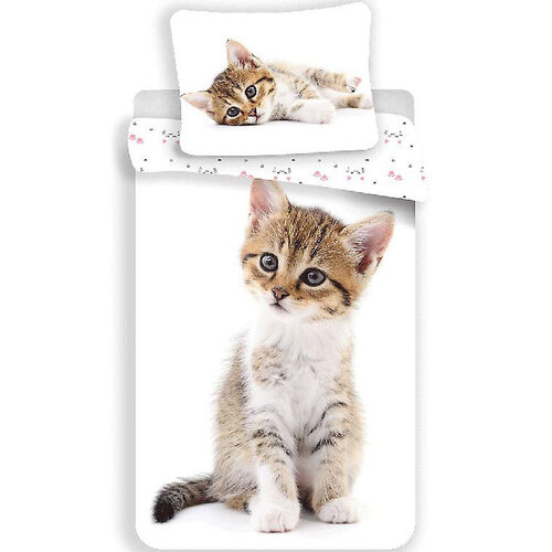 Animal Pictures Kitten Dekbedovertrek - (Let op - Met extra grote sloop 70x90cm) - Wit