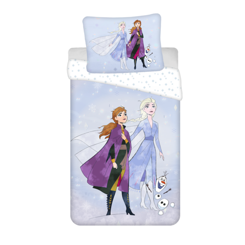 Disney Frozen Dekbedovertrek Sisters en Olaf - (Let op - Met extra grote sloop 70x90cm) - Katoen