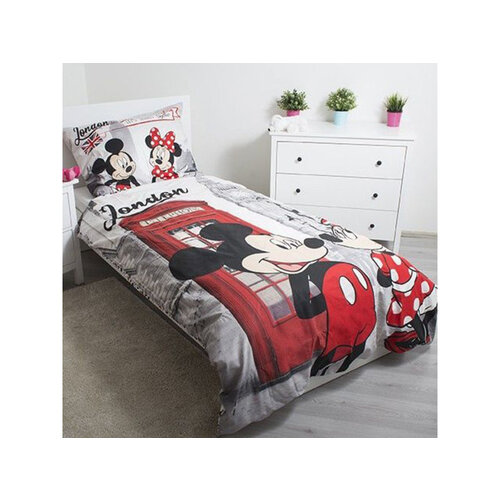 Disney Minnie Mouse Dekbedovertrek Londen Eenpersoons (Let op - Met extra grote sloop 70x90cm) Multi