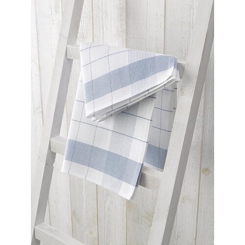 De Witte Lietaer 2 Pack Theedoek Glazendoek 2x2 stuks 68 x 68 cm Katoen Linnen Blauw