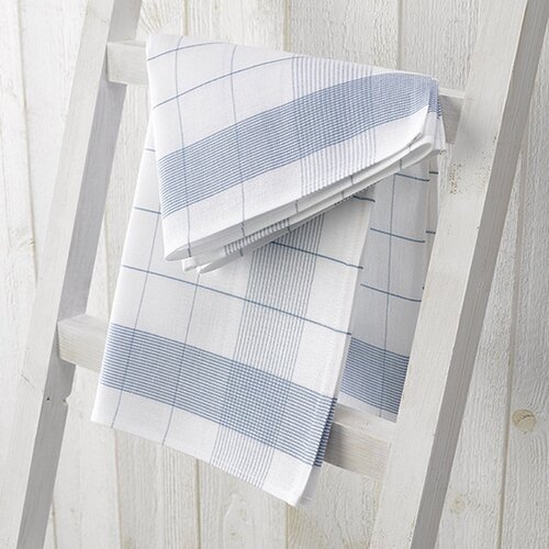 De Witte Lietaer 2 Pack Theedoek Glazendoek 2x2 stuks 68 x 68 cm Katoen Linnen Blauw