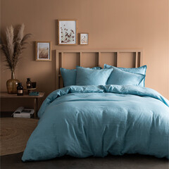 Matt & Rose Dekbedovertrek, IJsblauw - zonder kussenslopen - 100 % Linnen