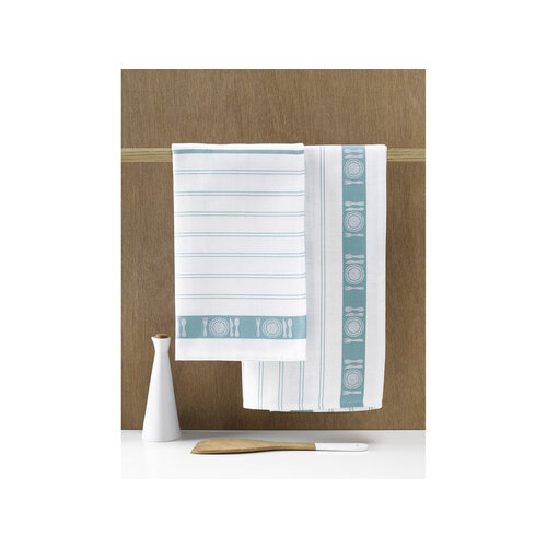 De Witte Lietaer Theedoek BML, Aqua - 3 stuks - 65 x 65 cm - Katoen
