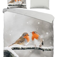 Good morning Dekbedovertrek Greets - flanel nr.30981 grijs