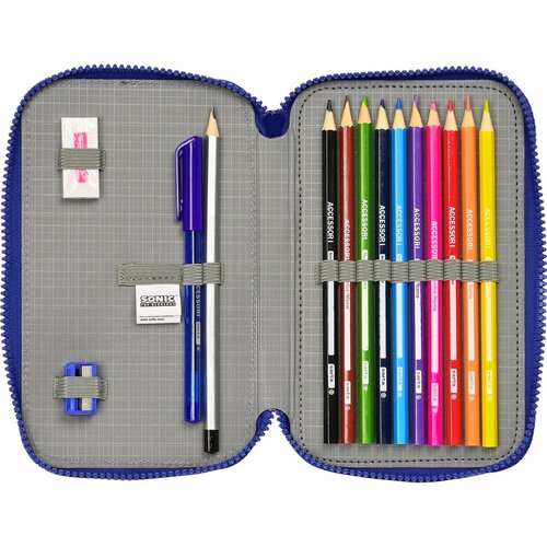 Sonic Gevuld etui, Bleu - 28 stuks - 19,5 x 12,5 x 4  cm - Polyester