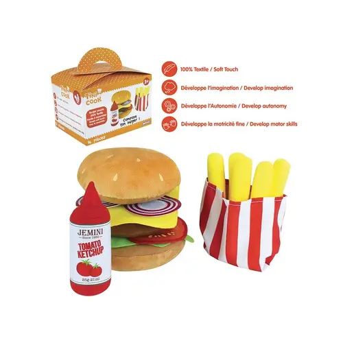 Jemini Tini Cook Burger menu - 16 stuks - Pluche