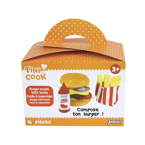 Jemini Tini Cook Burger menu - 16 stuks - Pluche