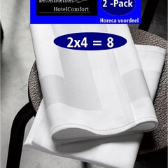 De Witte Lietaer 2 Pack Servetten, Luna-A Wit (2x4 st.) - 51 x 51 cm - 100% Damast Katoen