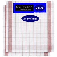 De Witte Lietaer 2 Pack Theedoek Glazendoek 2x2 stuks 68 x 68 cm Katoen Linnen Rood