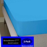 hotelgroothandel.nl 2-Pack - Hoeslaken - blauw - 30cm Jersey Stretch 100% Katoen