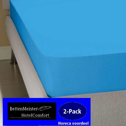 hotelgroothandel.nl 2-Pack - Hoeslaken - blauw - 30cm Jersey Stretch 100% Katoen