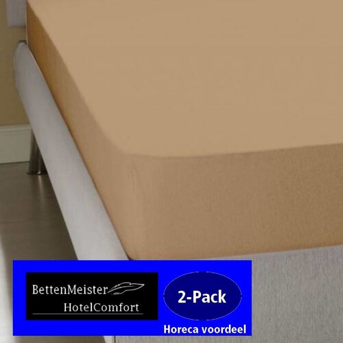 hotelgroothandel.nl 2-Pack - Jersey hoeslaken stretch licht bruin - 35 cm 100% katoen