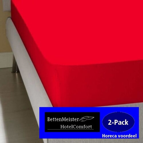 hotelgroothandel.nl 2-Pack - Hoeslaken - Rood Jersey Stretch - 100% Katoenen