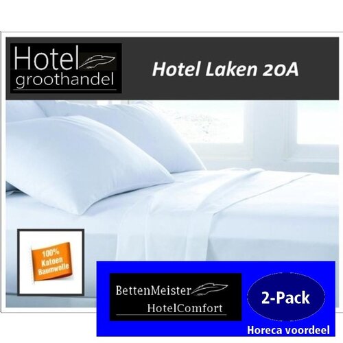 hotelgroothandel.nl 2-Pack Laken Hotel |  Wit 100% Katoenen 20A