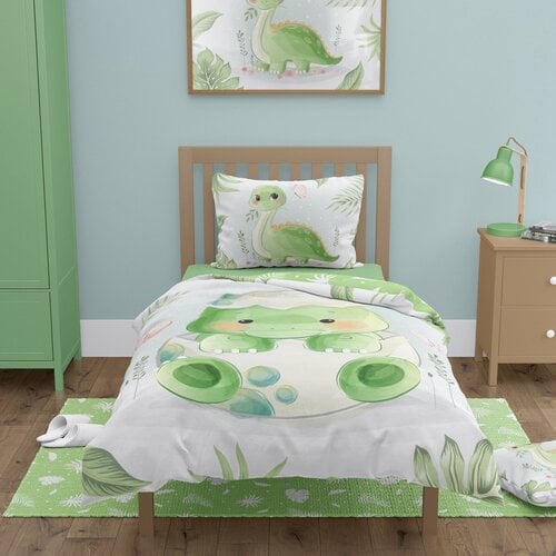 Cuddles BABY Dekbedovertrek, Dinosaurus - 100 x 135 cm - Katoen