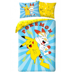 Pokemon Dekbedovertrek, High Five - (Let op - Met extra grote sloop 70x90cm) - 140 x 200 cm - Katoen
