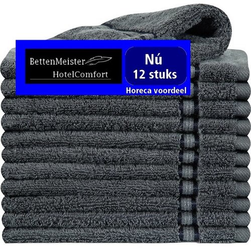 hotelgroothandel.nl 12 Stuks Washandjes Ruche Antraciet - 16x24cm - 550g. p/m2- 100% gekamde katoen