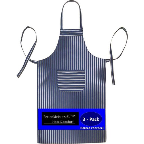 hotelgroothandel.nl 3 Pack Keukenschorten BBQ BIB Apron - Blauw gestreept) - 70x100