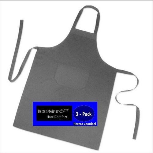 hotelgroothandel.nl 3 Pack Keukenschorten BBQ BIB Apron - Antraciet Donker grijs - 70x100