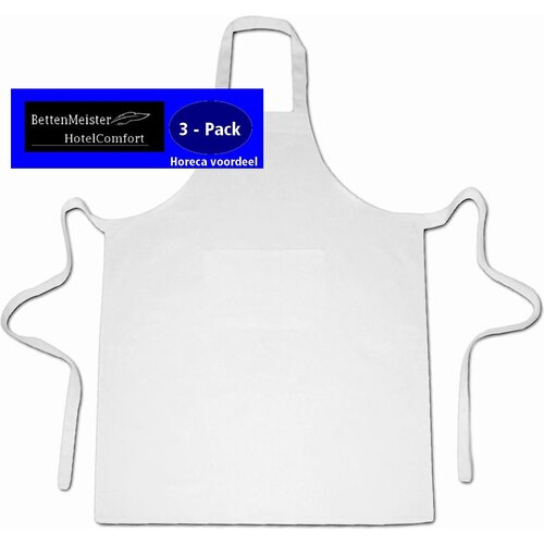 hotelgroothandel.nl 3 Pack Keukenschorten BBQ BIB Apron - Wit - 70x100cm