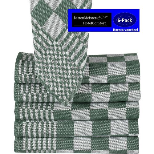 hotelgroothandel.nl 6 Pack Theedoek Blok Groen 65x65