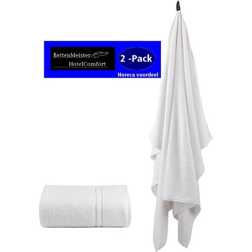 hotelgroothandel.nl 2 Pack Massage-/ Strandlaken  (2 stuks) 90x200cm 2CAM wit, grijs 450g.m2