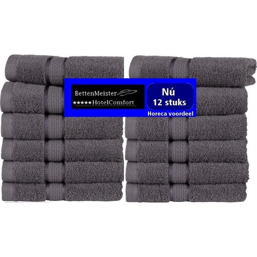 hotelgroothandel.nl 12 Stuks Gastendoekje Ruche 550g. p/m2 - Antraciet- 30x50 gekamde katoen 550g