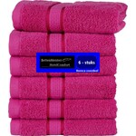 hotelgroothandel.nl 6 Stuks Gastdoeken - Ruche fuchsia 30x50cm gekamde katoen 550g