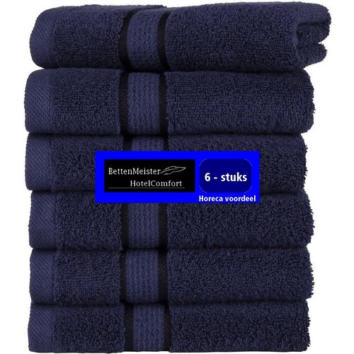 hotelgroothandel.nl 6 Stuks Gastdoeken - Ruche marine blauw 30x50cm gekamde katoen 550g