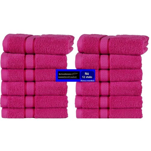 hotelgroothandel.nl 12 Stuks Gastendoekje Ruche 550g. p/m2 - Fuchia - 30x50 gekamde katoen 550g