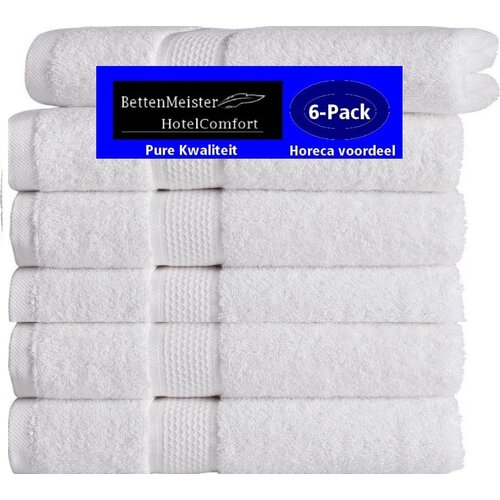 hotelgroothandel.nl 6 Pack Handdoeken (6 stuks) Ruche 550g. p/m2 - Wit - 50x100 gekamde katoen