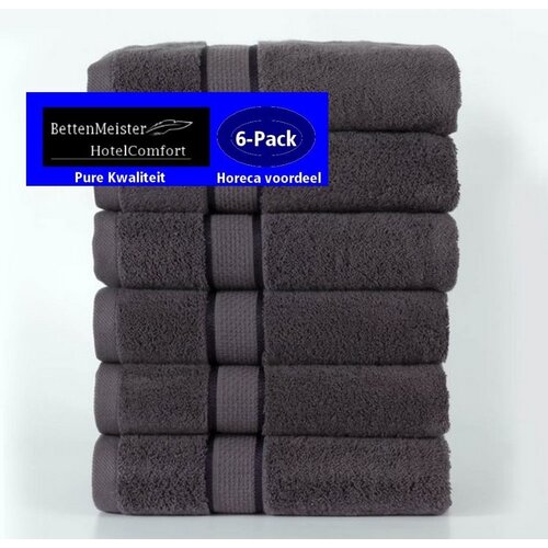 hotelgroothandel.nl 6 Pack Handdoeken (6 stuks) Ruche 550g. p/m2 - Antraciet - 50x100 gekamde katoen