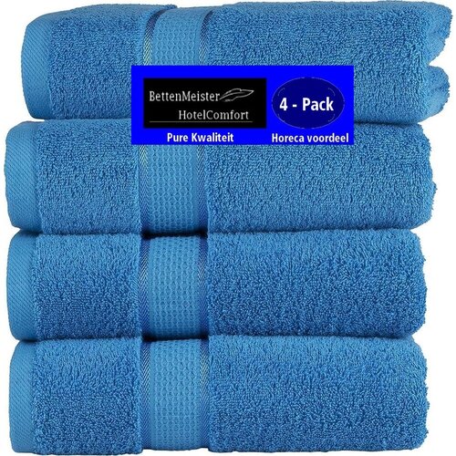 hotelgroothandel.nl 4 Pack Handdoeken - 4 stuks Ruche turquoise 50x100 cm - gekamde katoen 550g. M²