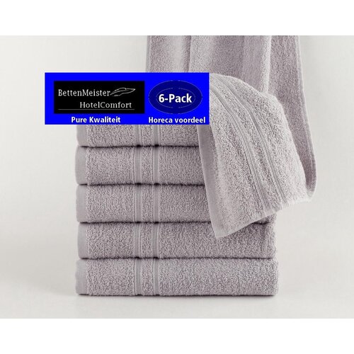 hotelgroothandel.nl 6 Pack Handdoeken - set van (6 stuks) FeelGood due Fancy grijs - 50x100cm 100% Katoen badstof