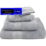 hotelgroothandel.nl 4 Pack Handdoeken - (4 stuks) Essentials 550g. M² 50x100cm grijs - Katoen badstof